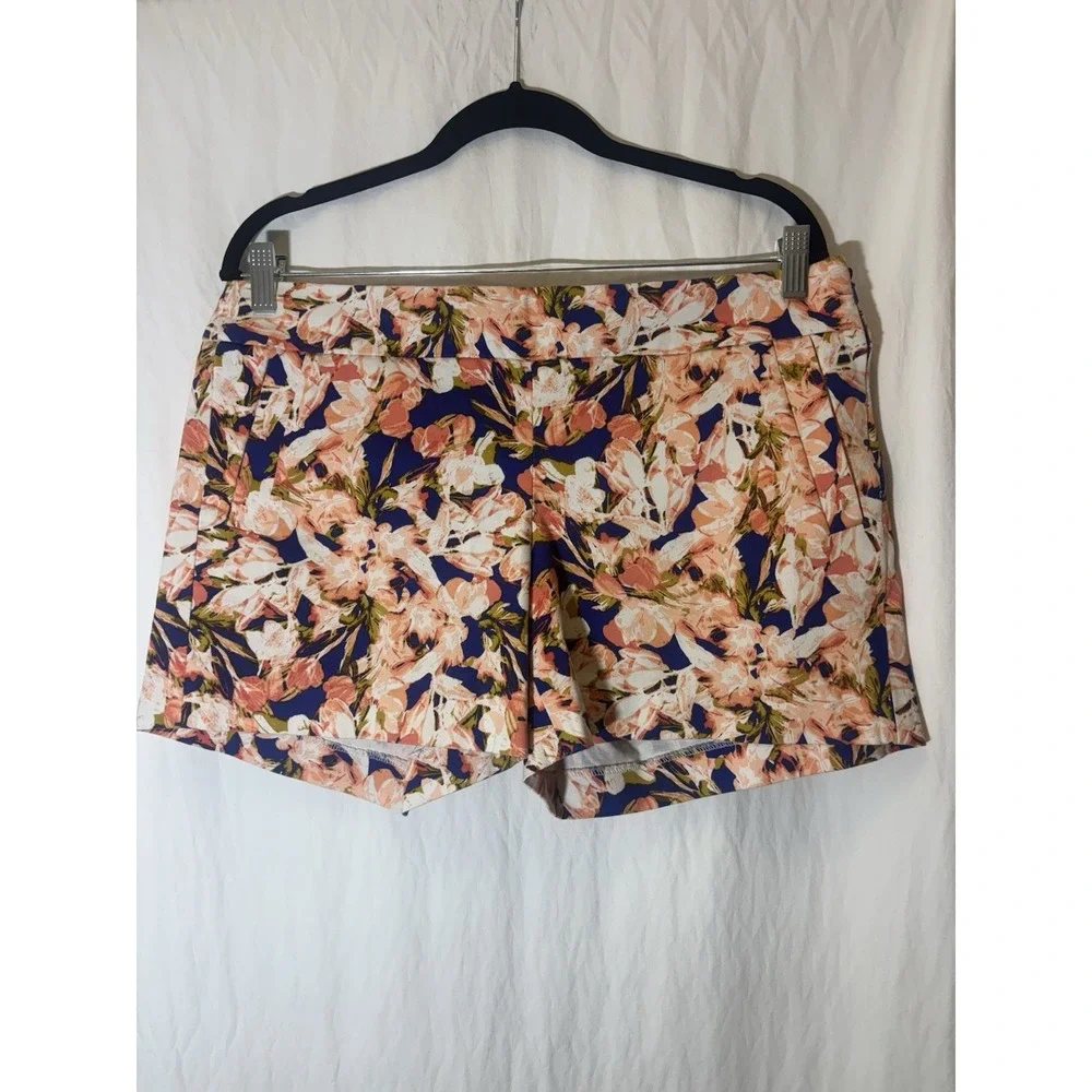 J. Crew‎ Royal Blue Orange Floral Shorts Size 10 V30